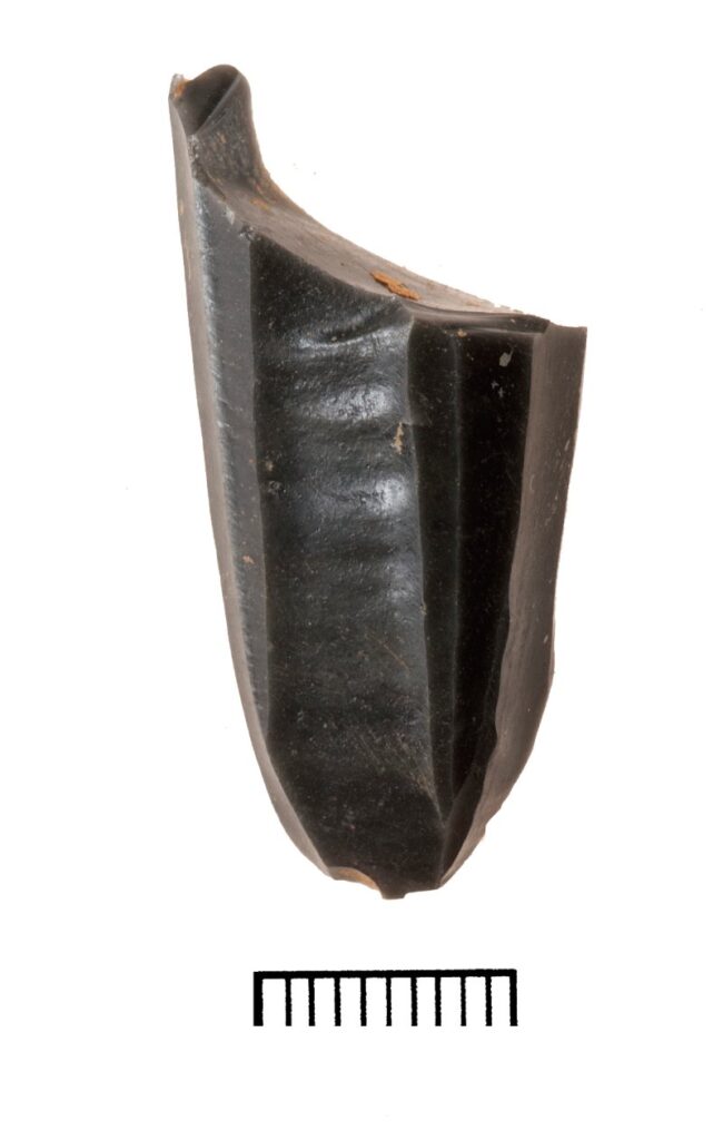 Fig. 2 – Obsidian core with traces showing blade production